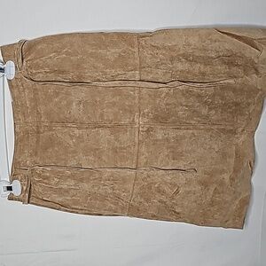 NWOT Isaac Mizrahi for Target 100% leather belt A-line tan knee length skirt 10